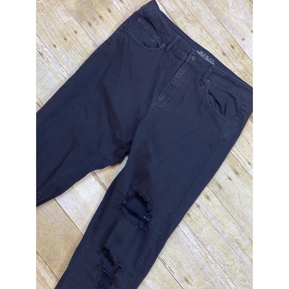 Wild Fable Womens High Rise Skinny Distressed Jeans Black Ripped Knee Size 12/31